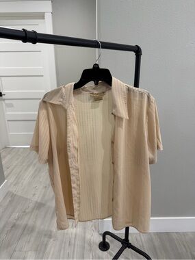 Notations Cream Textured Short Sleeve Shirt